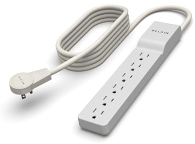 Belkin 6-Outlet Surge Protector Power Strip, 6ft Cord, 360° Rotating Plug - 1080 Joules Protection