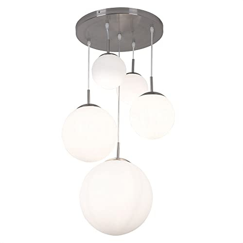 Hängeleuchte Hängelampe Pendelleuchte Pendellampe 5 Opal Glas Kugeln Leuchte Globo BALLA 1581-5