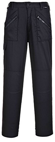 Portwest S687 Womens Work Trousers Lightweight Multi-Functional Polycotton Fit Zip with Knee Pad Pockets Improved Fit Workwear Site Pants Industrial Utility Machine Washable, Black, Large
