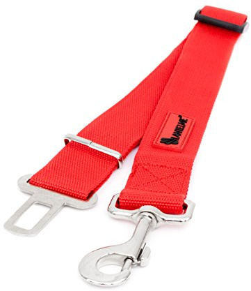 Lantelme Hunde Auto Sicherheitsgurt Adapter XL ausziehbar 60cm bis 95cm Extra Breit und Stark | Gurtadapter Nylon Farbe Rot für Autogurt KFZ Wohnmobil Fahrzeug Auto | Für große Hunde Tiertransport