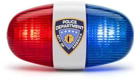 Playmags Lampe de Vélo Police pour Enfants avec 4 Sons de Sirène et LED Rouge/Bleu Clignotantes – Lumière de Sécurité Facile à Installer – Jouet Étanche pour Enfants 3+ (Piles Non Incluses)