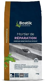 Bostik – Mortier de Réparation – Mortier de Montage Renforcé – Sol et Mur – Intérieur et Extérieur – Sans Retrait – Couleur : Gris – Sac de 5kg