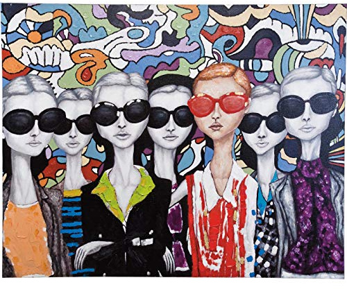 Kare Design Quadro Acrilico Sunglasses, Multicolore, 150x120cm, Dipinto a Mano, Stile Pop/Moderno