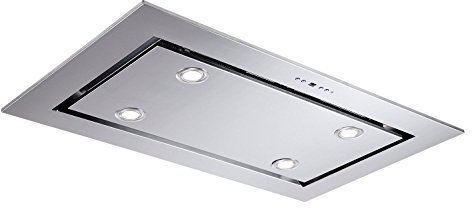 Couverture de luxe hotte 120 x 60 cm/inox/inlusive saugstarken Moteur 900 M³/H/Hotte/avec télécommande de qualité supérieure/4 x 3 W Power LED éclairage/4 marches avec 1 Turbo/nachlauf automatique/plafond ventilateur fabriqué en UE/Premium classe/européenne uvp1225 EUR
