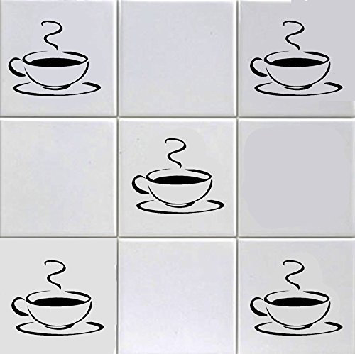 12X COFFEE CUP TILE STICKERS TO FIT 6 inch TILES KITCHEN WALL ART SHOP HOME HOTEL BAR CAFE