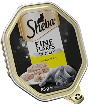 Sheba Fine Flakes in Jelly with Chicken – Wet Cat Food Trays – Pack of 2 (2 x 11 Trays x 85 g)