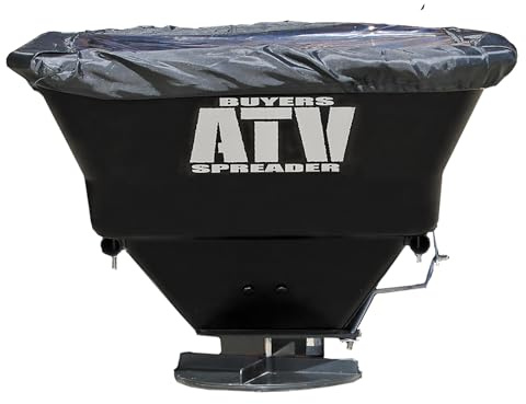 Buyers Products ATVS100 ATV Broadcast Spreader with Rain Cover, 100 lb Capacity, Rear Rack Mount, Poly Hopper, 12V Motor, for Seed, Fertilizer, Salt & Feed, All Season Use, ATV Accessories & Lawn Care