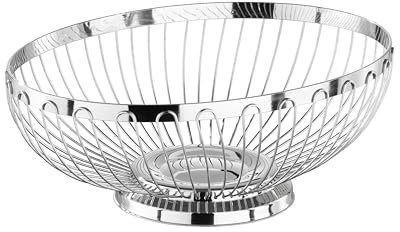 APS 30250 Hochglanzpolierter Edelstahl Oval Korb für Brot oder Obst, 28 x 21 x 9.5 cm
