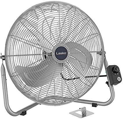 Lasko 20 Silver High Velocity Wall Mount Fan with Pivoting Head - 3 Speeds, Ideal Wall Mount Fan or Floor Fan for Home, Garage, Attic, 2265QM