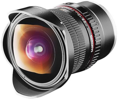 Samyang 7472 12/2,8 Objektiv Fisheye DSLR Sony E manueller Fokus Fotoobjektiv, Superweitwinkel schwarz