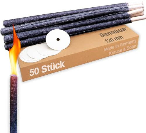 50 St Wachsfackeln 120 Min. Brennzeit 2 Stunden Lagerfeuer Fackel Wachsfackel