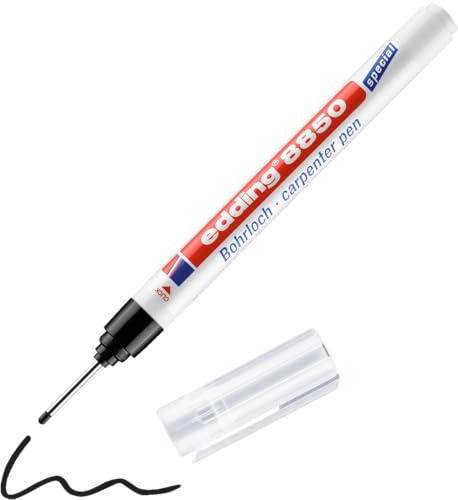 edding 8850 snickarpenna – svart – 1 penna – rund spets 1 mm – marker med lång spets för att märka ytor som är svåra att komma åt – 20 mm extra lång spets