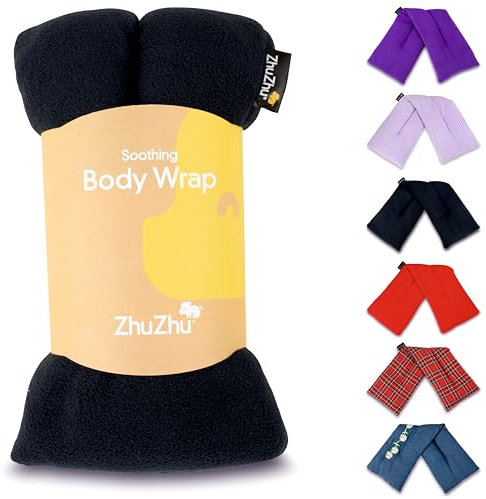 Zhu-Zhu Unscented Body Wrap Wheat Bags Microwavable - Navy Fleece Heat Therapy Hot Pack - Microwave Heat Pad Soothing Wheat Bag