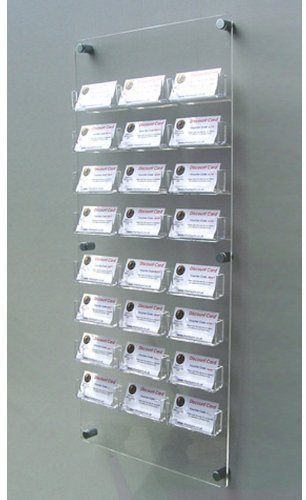 24 Bay Acrylic Wall Mount Business Card Holder Office