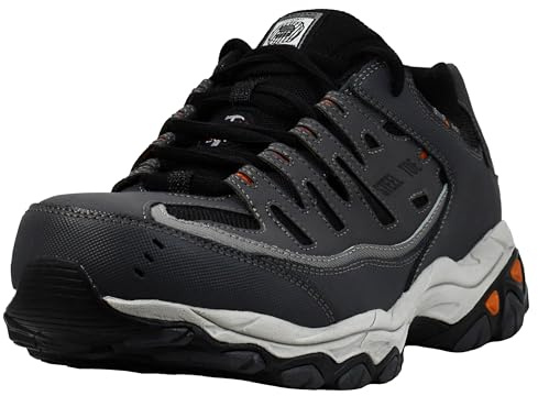Skechers Men's Cankton Steel Toe Construction Shoe - Electrical Hazard Rated, Memory Foam, Black/Charcoal, 10.5