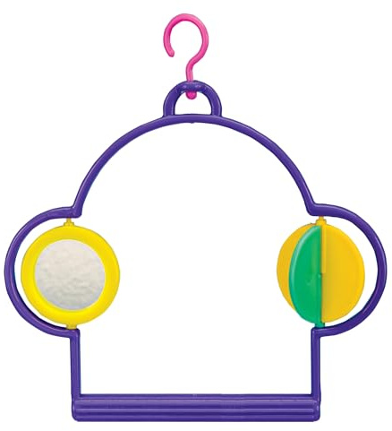 PENN-PLAX Bird Swing with Mirror and Spinner Toy – Attaches to Wire Birdcages – Great for Parakeets, Finches, and Other Small Birds – Multicolor
