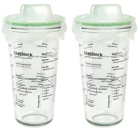 GLASSLOCK (2X PC-318-SD. 2X 450ml Shaker aus Glas - Shaker Typ - Bis 300ml beschriftet