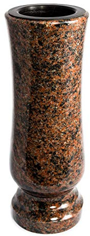Afterglow Snygg gravvas av äkta granit, Aurora India, höjd 27 cm/Ø 11 cm, gravdekoration, väderbeständig, frostsäker, granitvas med plastinsats, kyrkogårdsvas