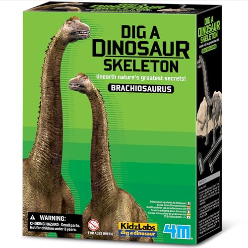 4M KidzLabs Kit Excavation Dinosaure Brachiosaurus – Jeu de fouille archéologique – Squelette à déterrer et Assembler