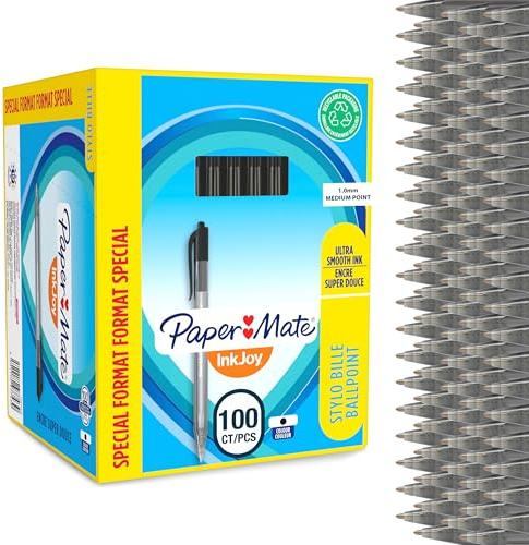 Paper Mate InkJoy 100RT Retractable Ballpoint Pens | Medium Point (1.0mm) | Black | 100 Count