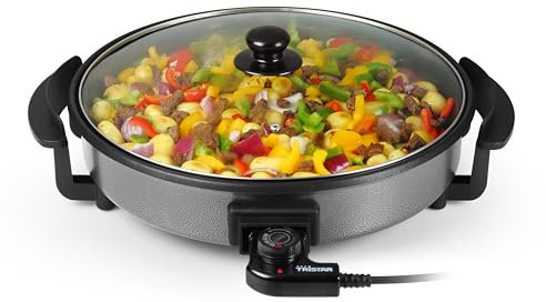 Tristar PZ-2964 Multifunktionspfanne/Pizza- und Grillpfanne mit 5 einstellbaren Temperatureinstellungen – 40 cm Durchmesser – Antihaftbeschichtet, Schwarz
