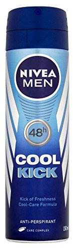 NIVEA Men Cool Kick Spray​ (150ml), Powerful Anti-Perspirant Deodorant for Men with Derma 72H Active Protection, Cooling Deodorant Spray for Underarms