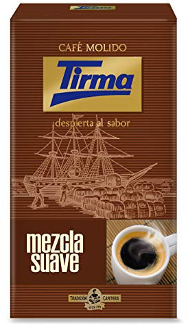 Tirma Café Moulu Doux 250g | Mélange Parfait 60% Torréfaction Naturelle 40% Torrefacto | Café Espagnol Antioxydant | Pour Presse Française, Filtre, Goutte à Goutte, Aeropress