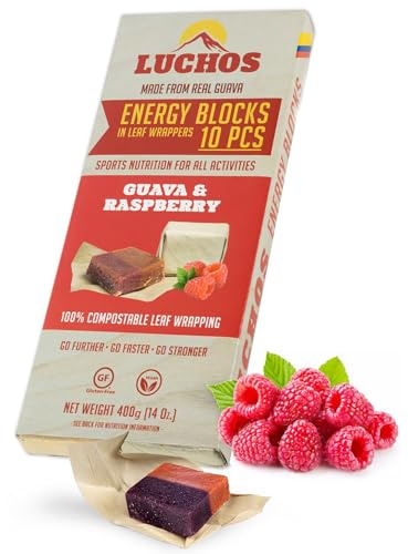 LUCHOS Energy Blocks - Guava & Raspberry, 400 g | Colombian On-the-Go Sports Nutrition for Running, Cycling & Hiking | A Natural Alternative to Bars & Gels | Vegan, Gluten Free & Easy to Digest