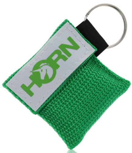 Horn Medical Notfall-Beatmungstuch im Schlüsselanhänger, Horn-Key, Grün