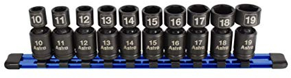 Astro Pneumatic Tool 78344 Metric 3/8 Drive Nano Pinless Universal Impact Sockets (10Piece)