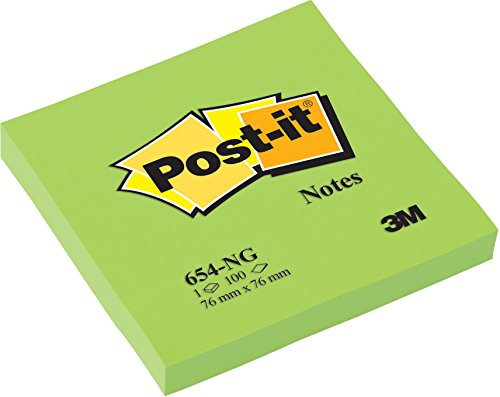 Post-It Notes, Neongrün, 76 mm x 76 mm, 100 Blatt/Block, 6 Blöcke - Für Notizen, To-Do-Listen & Erinnerungen