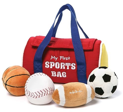Baby GUND My First Sports Bag Stuffed Plush Playset, Baby Gift Toys for Boys and Girls Ages 1 & Up, 5 Piece, 8