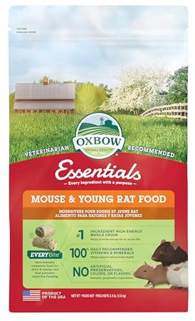 Oxbow Essentials Mouse & Young Rat Food, Pet Food for Rats & Mice, All-Natural Vitamin & Mineral Rich Formula, Veterinarian Recommended, Oxbow, Rodent Pellets, Made in USA, 2.5 lb Bag