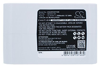 Cameron Sino 2500mAh / 57.0Wh Battery Compatible With Dyson DC31 Animal, DC34, DC34 Animal, DC35, DC35 Multi floor, DC56, DC57