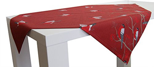 beties „Beeren Vögel“ Mitteldecke ca. 80x80 cm Vogel Bird Baum Tischdecke in interessanter Größenauswahl hochwertig & angenehm 100% Baumwolle Farbe (Marsala)
