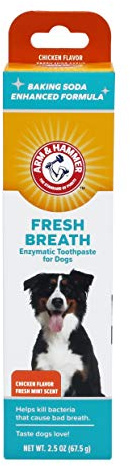 Arm & Hammare Fresh Breath Enzymatisk hundtandkräm, kycklingsmak, 70 g | Enzymatisk bakpulver, kycklingsmak, daglig användning, valpar och vuxna hundar