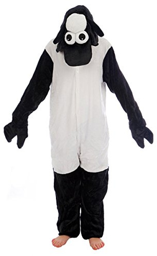 Everglamour 5055601171012 Sheep Onesie/Body Suit, Unisex-Adult, Black, Large