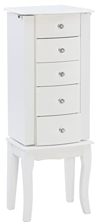 Powell Furniture Jewelry Armoire, White, 13x 9.375x 35.5