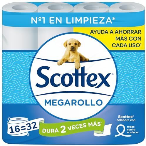 Scottex Megarollo Papel Higiénico Seco 16 rollos (32 rollos de un rollo original)