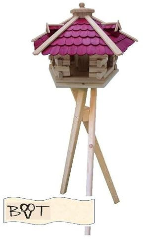 Vogelhaus, Vogelfutterhaus mit Ständer, 53 cm, rot