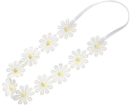 Cerchietto per capelli da bambina, in pizzo, con margherita, morbido, corona floreale