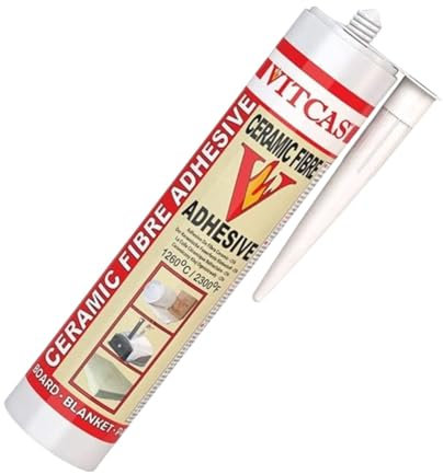 VITCAS Adhésif en Fibre de céramique – À Base de silice – Mastic résistant à la Chaleur – Séchage Rapide – Excellente adhérence – Facile à Utiliser – Très résistant – Jusqu'à 1350 degrés Celsius