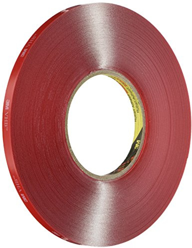 3M VHB Ruban 4905 F Mousse Adhésif Double Face Acrylique, Transparent (Ruban Rouge), 9 mm x 33 m, Paquet de 8