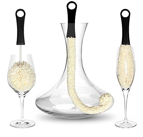 Bar Amigos Goupillon carafe à vin Lot de 3 Brosse pour Vases et Verres Verrerie carafe à décanterverre brosse de nettoyage pour disque de nettoyage pour atteindre les zones les articles tels que le vin de Champagne Lunettes biberons, Steins de bière, de cou gobelets réutilisables pour les sports nautiques bouteilles, bouteilles en acier inoxydable et plus