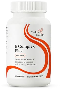 Seeking Health B Complex Plus - Vitamin B Complex Supplement with Choline & Riboflavin - Supports Brain Health, Digestion, & Energy - 100 Capsules