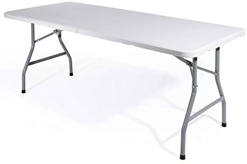 VERDELOOK Tavolo Pieghevole con Struttura in Acciaio Verniciato e Piano in plastica HDPE Diametro 22 mm