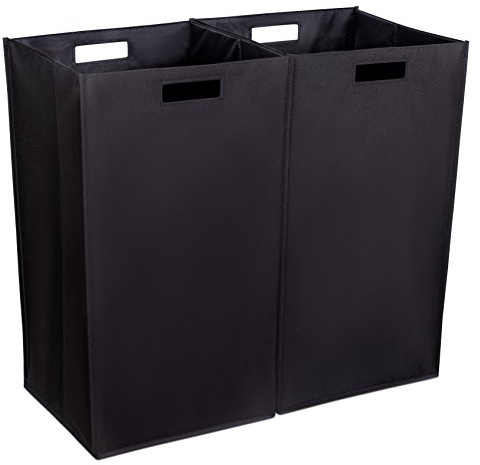Internet's Best Collapsible Laundry Hamper - Set of 2 - Dirty Clothes Sorter with Handles - Magnetic Side - Easy Storage - Folding - Black