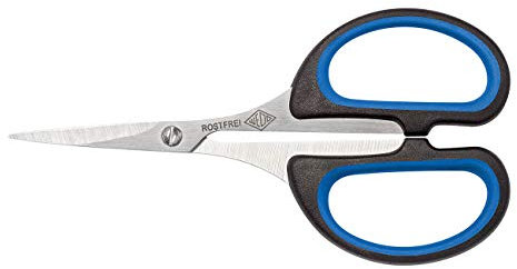 Wedo 9794 Silhouetten-Schere (Edelstahl Soft-Cut, 10,5 cm, mit Gummigriff) schwarz/blau