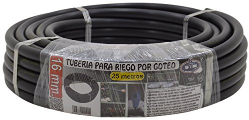 S&M 010040 Tubería de riego por goteo de polietileno Ø 16 mm x 25 metros, color negro
