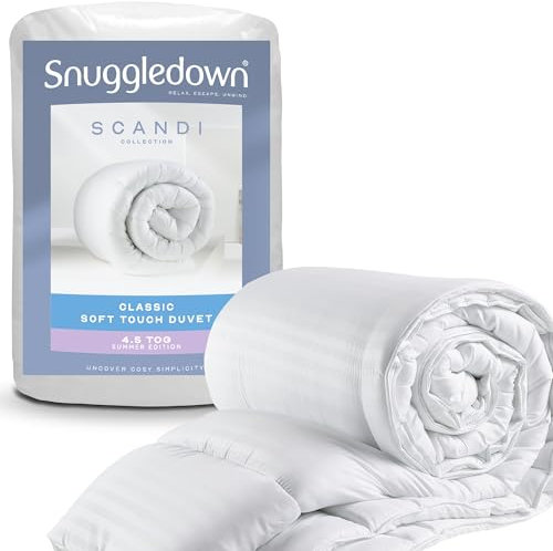 Snuggledown Soft Touch King Size Duvet 4.5 Tog - Lightweight & Breathable Cool Summer Quilt for Hot Sleepers | UK-Made, Satin Striped Cover, Non-Allergenic, Machine Washable (225 x 220cm)